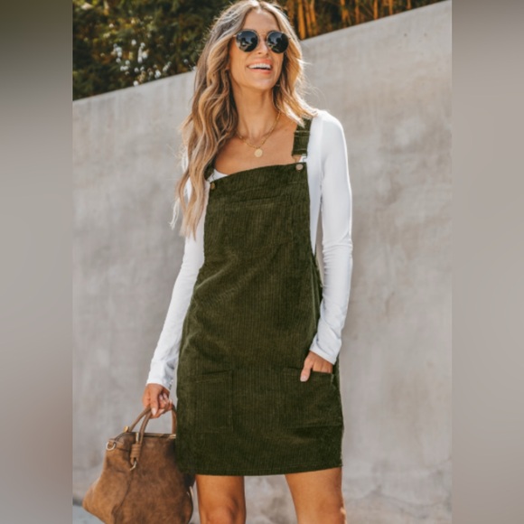 Corduroy Overall Dress - Picture 1 of 7